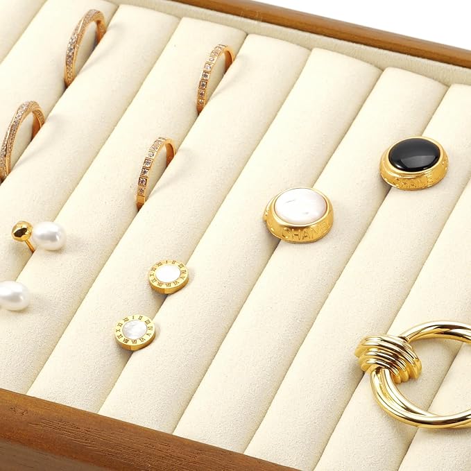 Oirlv Solid Wood 11 Slots Ring Tray Jewelry Organizer Tray Jewelry Drawer - Image 6