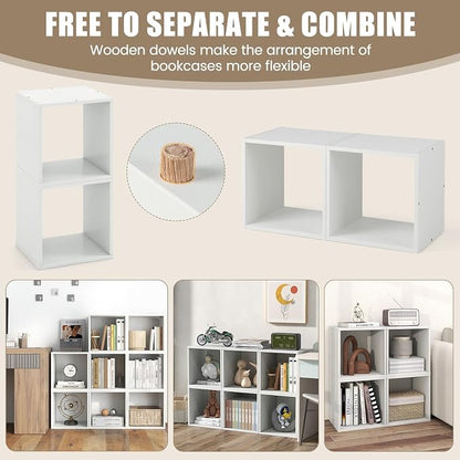 2 Stackable Cubes Bookcase, Wooden Cubby Storage Organizer - Image 9