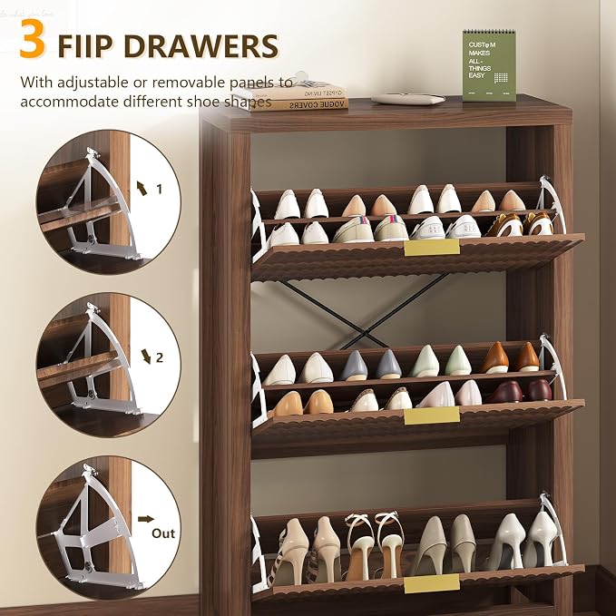 32" Fluted Shoe Cabinet Storage - Image 4