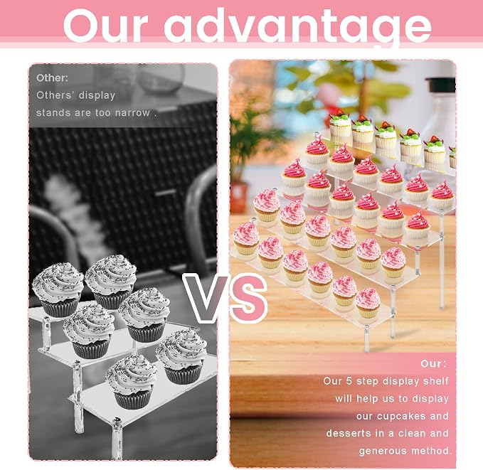 ULENDIS 5 Tier Acrylic Stands for Display, Tabletop Cupcake Stand for - Image 2