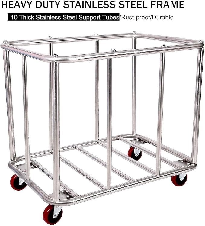 Laundry Cart for Commercial/Home, 12 Bushels Heavy Duty Large Stainless Steel - Image 5
