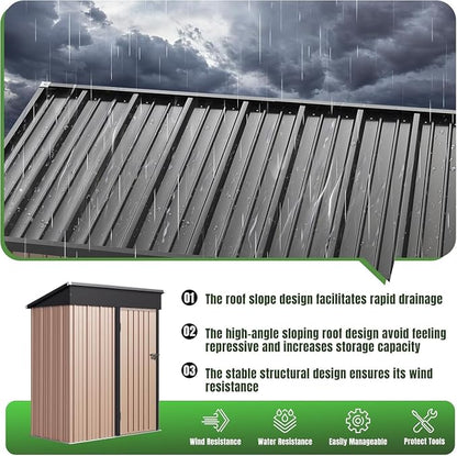 Aoxun 5' x3 ' Outdoor Metal Storage Shed - Image 5