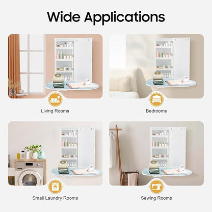 Wall Mount Ironing Board Cabinet, 14 * 8.1 * 37.5inch Built-in Swivel Ironing - Image 7