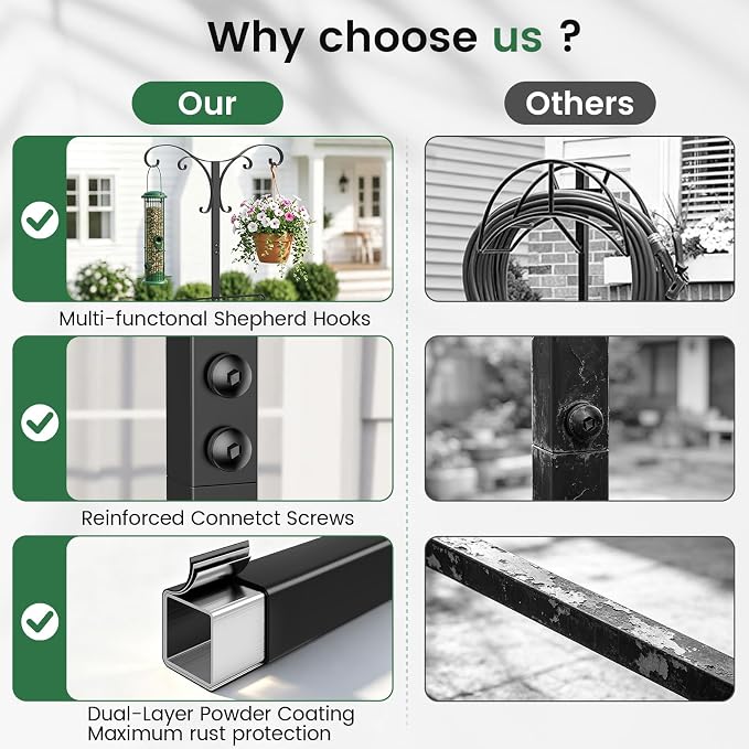 71 Inch Garden Hose Holder, Heavy Duty Free Standing Hose Rack - Image 6