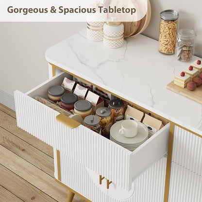 47.2" Buffet Storage Cabinet, Modern Fluted Coffee Bar Station - Image 6
