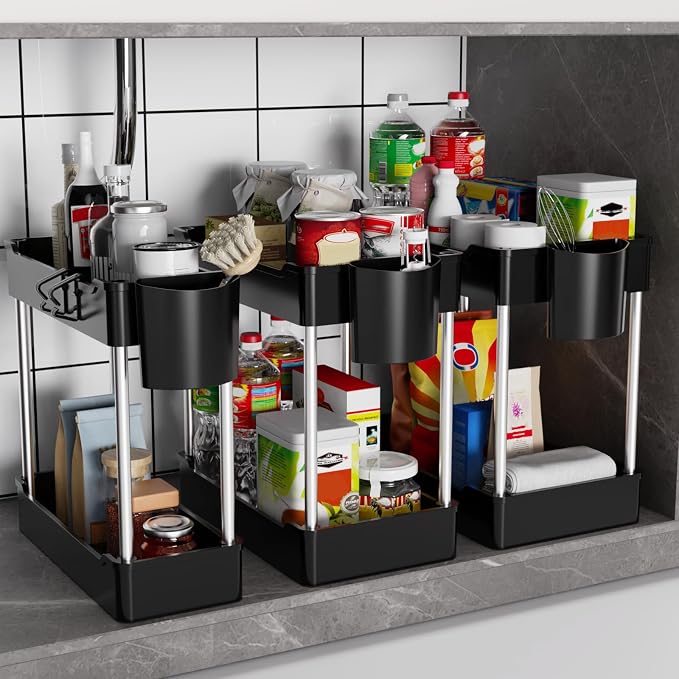 3 Pack Under Sink Organizer Bathroom and Storage Cabinet | 2 Tier by Unknown