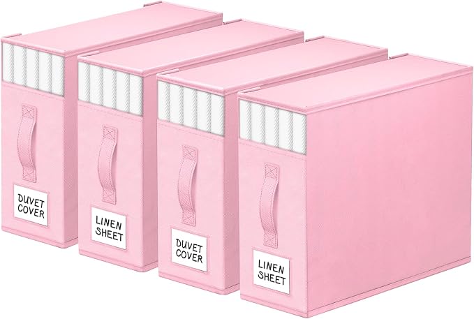 StorageTastic 4 Pack Bed Sheet Closet Organizers and Storage, Sturdy Foldable by StorageTastic