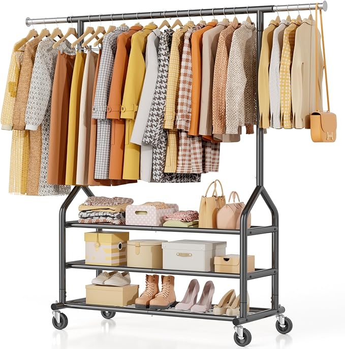 EAGMAK Heavy Duty Clothes Rack Load 556 LBS, Rolling Clothing Rack by Eagmak