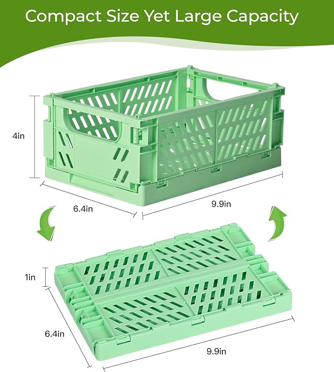 2-Pack Small Pastel Plastic Storage Baskets, Collapsible Crates - Image 3