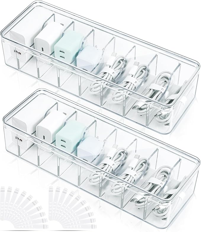 2 Pack Cable Organizer Box, Plastic Cord Storage Box by Unknown