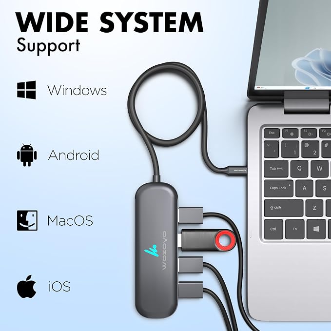 Type C to 4 Port Wozoyo USB 3.2 Hub, 4XUSB 5 Gbps, Data Transfer Upto 5Gbps - Image 7