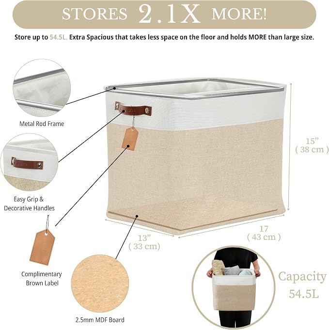 DECOMOMO Extra Large Storage Baskets, 54.5L Fabric Storage Bins - Image 3