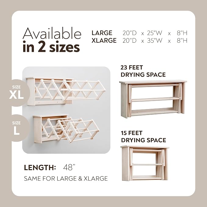 Pennsylvania Woodworks Extra Large Wall Clothes Drying Rack ~ Heavy Duty Solid - Image 5