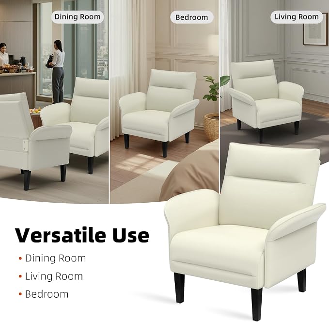 2-Pack Faux Leather Accent Sofas, Symmetrical Shawl Armchairs - Image 9