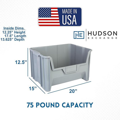 Hudson Exchange 20" x 15" x 12.5" Plastic Giant Stackable Hopper Bin Container - Image 2