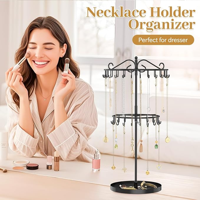 MODOWEY Rotating Necklace Holder Organizer Display Stand - Image 2