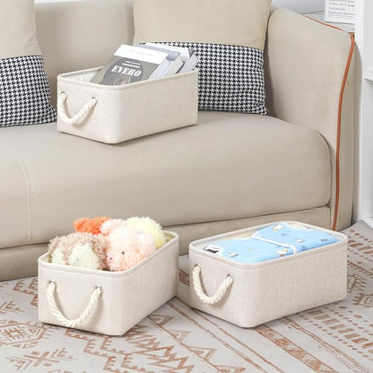 Bidtakay Small Storage Bins for Shelves 3 Pack Fabric Storage Baskets for - Image 4