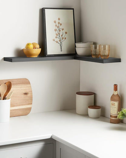 BAYKA Floating Shelves Grey, 22.5 inch Rustic Wood Wall Mounted Shelves - Image 2