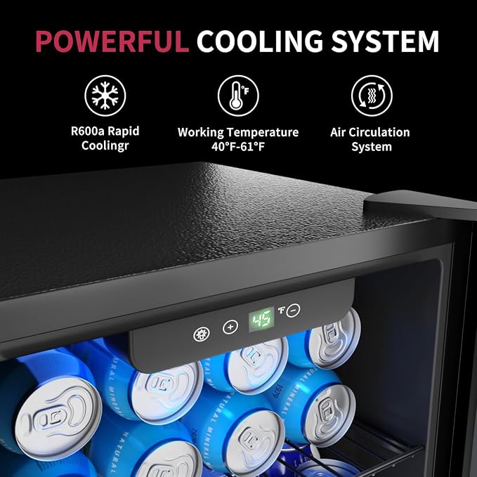 48 Can Beverage Refrigerator Cooler, Mini Fridge Glass Door - Image 3