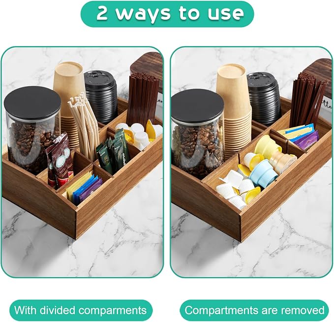 ALELION Acacia Wood Coffee Station Organizer - Image 2