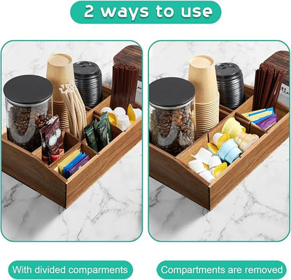 ALELION Acacia Wood Coffee Station Organizer - Image 2