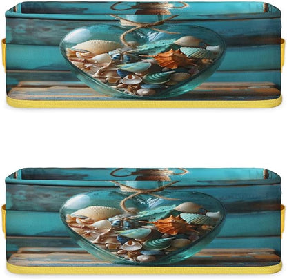 Love Wish Bottle Wooden Board Bathroom Storage Basket, Foldable - Image 8