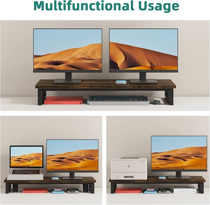 YAOHUOO Dual Monitor Stand Riser, 39Inch Large Monitor Stands - Image 6