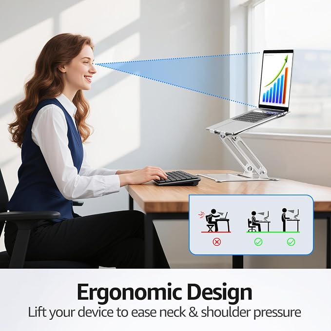 Urmust Laptop Notebook Stand Holder Adjustable Ultrabook Stand Riser Portable - Image 3