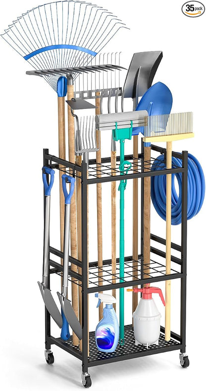 DAOUTIME Garden Organizer With Wheels, Yard Tower Rack by DAOUTIME