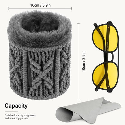 RayLove Glasses Holder for Nightstand, Boho Decor Eyeglass Case, Plush Lined - Image 8