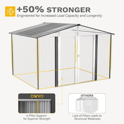 DWVO 10x8ft Outdoor Storage Shed, Large Metal Tool Sheds, Heavy Duty Storage - Image 6