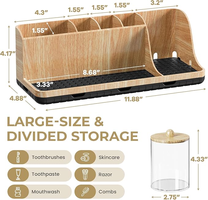 PARKMANI Bathroom Counter Organizer, Bathrooms Toothbrush Holder Set - Image 5