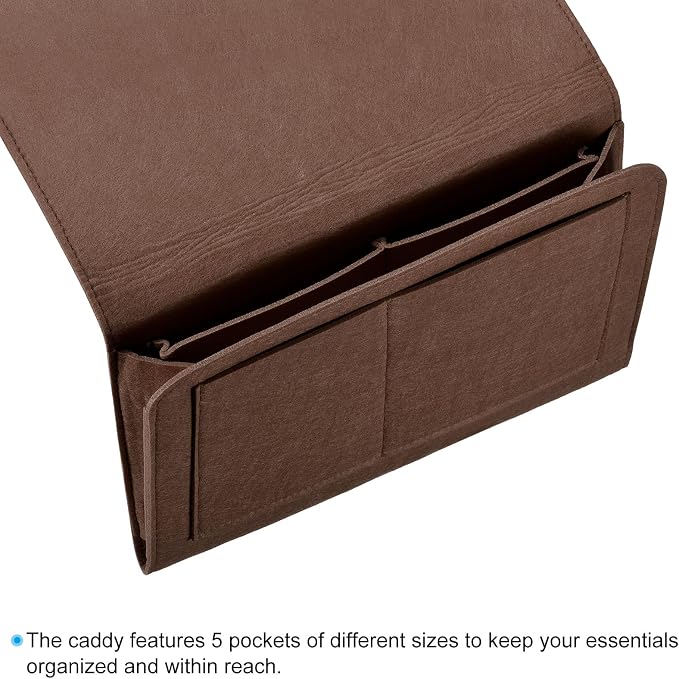 PATIKIL 13in Bedside Caddy, Bed Caddy Bedside Organizer Hanging Soft 5 Pockets - Image 3