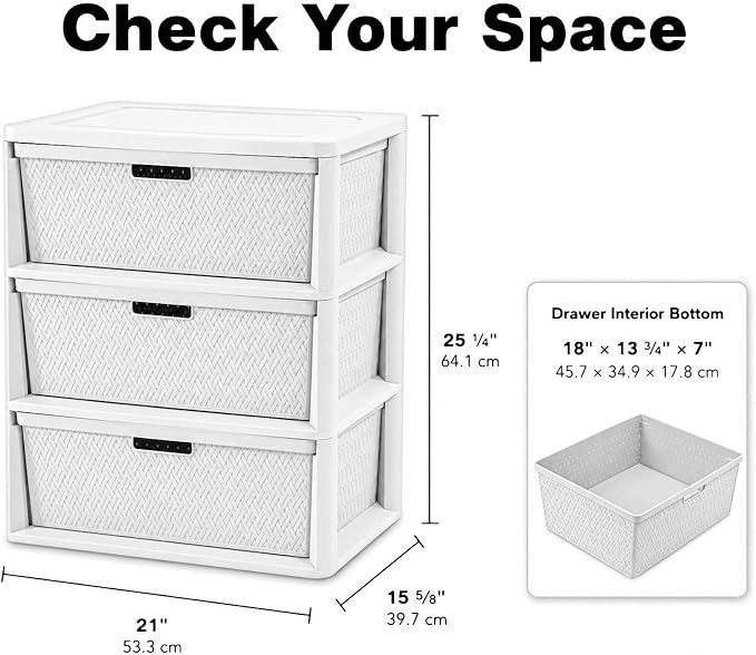 3 Drawer Storage Organizer, Plastic Drawer Organizer Tower, Closet Storage - Image 2