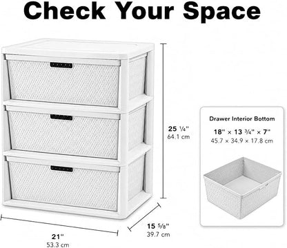 3 Drawer Storage Organizer, Plastic Drawer Organizer Tower, Closet Storage - Image 2