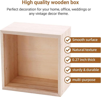 CALPALMY (12 Pack 4'' x 4'' Rustic Wooden Box Storage Organizer Unfinished - Image 5