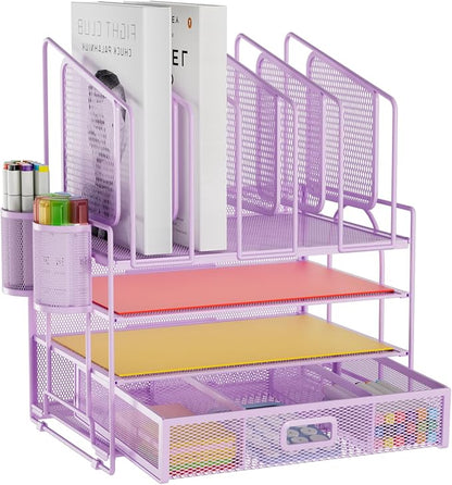 Marbrasse Desk Organizers, 4-Tier Mesh Desk File Organizer by Marbrasse