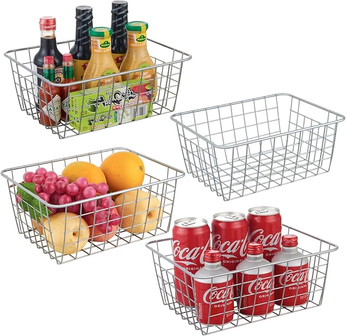 JUNCHU CHERRY Wire Kitchen Storage Basket 4 Packs, Perfect Pantry Organization by JUNCHUCHERRY