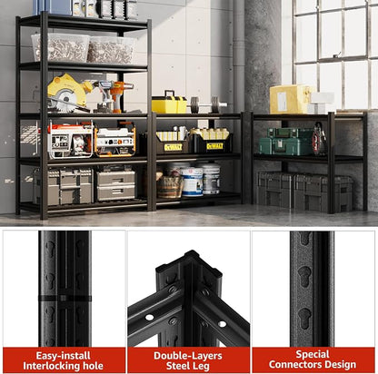 35" W Father&I 5-Shelf Industrial Adjustable Heavy-Dudy Tall Metal Garage - Image 4