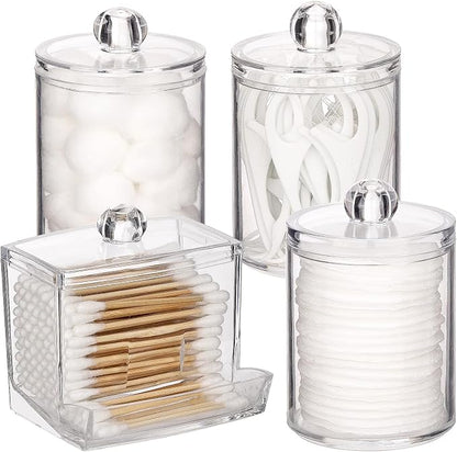 Tbestmax 4 Pack Qtip Holder Bathroom Container, 10/7oz Plastic Cotton by Tbestmax