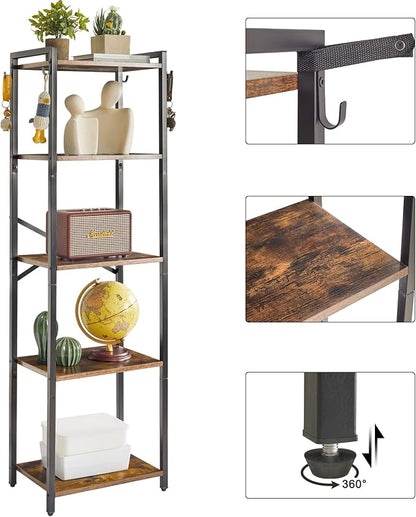 YMYNY Bookshelf, 5-Tier Ladder Shelf Organizer, Narrow Shelving Unit, Corner - Image 8