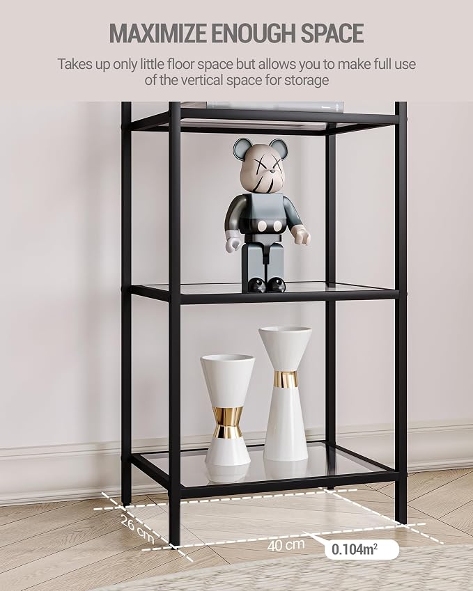 Hzuaneri Bookcase Bookshelf, Tempered Glass Bookshelves | Slim Shelving Unit - Image 5