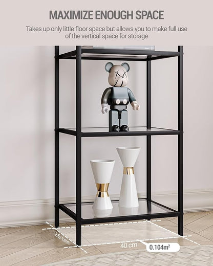 Hzuaneri Bookcase Bookshelf, Tempered Glass Bookshelves | Slim Shelving Unit - Image 5