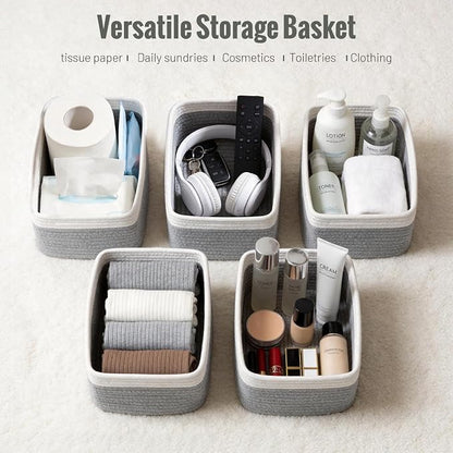 5 Pack Small Woven Storage Baskets - Image 4
