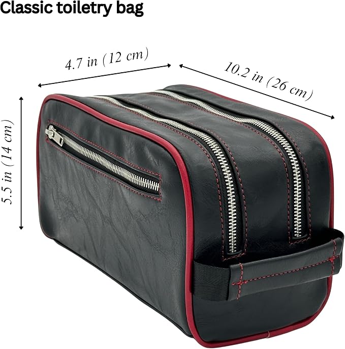 Dopp Gift Large Travel Toiletry Bag Premium Quality PU Leather Two compartments - Image 4