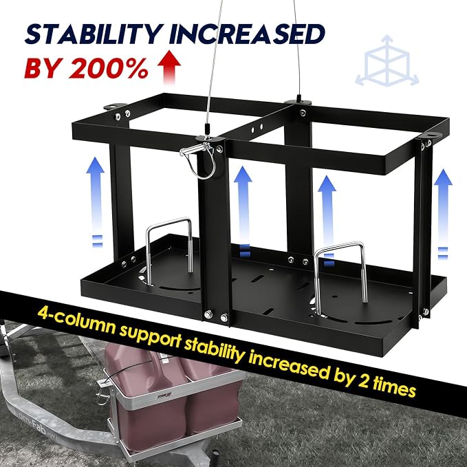 Gas Can Holder for Trailer, Fuel Jug Holder 4 Fixed Columns & Locking Strap | - Image 2