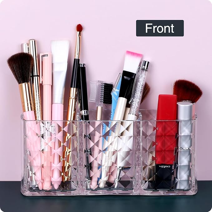 MOSIKER Makeup Brush Holder for Vanity, Acrylic Clear Small Compact Nail Hair - Image 7