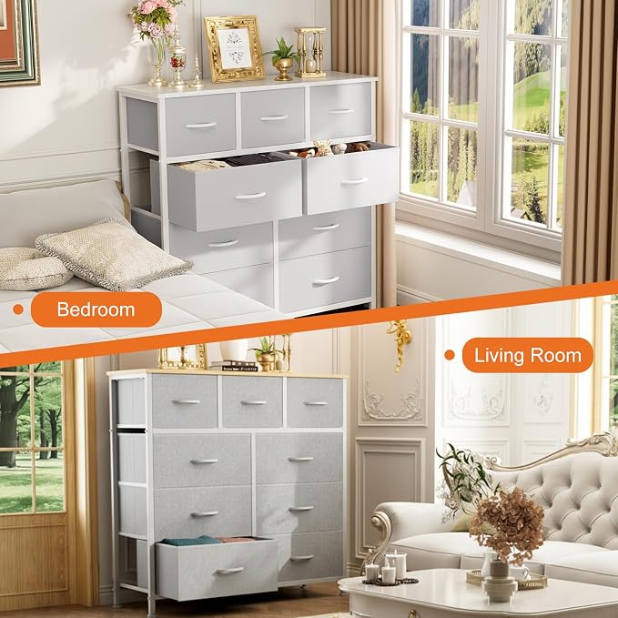 Sweetcrispy 9 Drawer Fabric Dresser Storage Tower Drawer Organizer, Easy-pull - Image 7