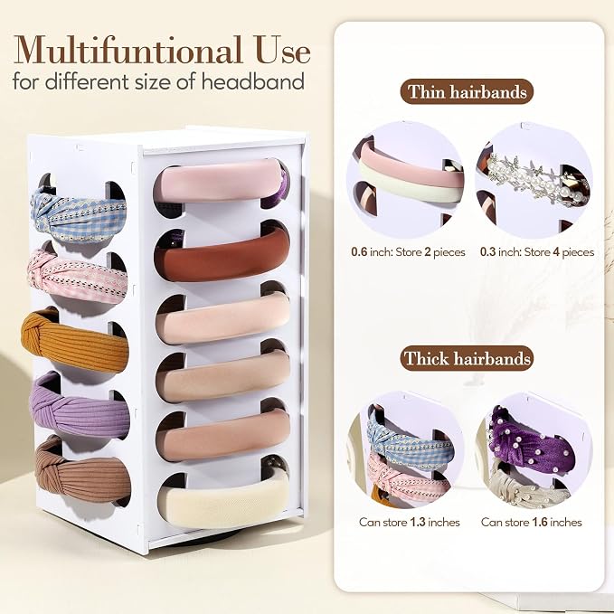 Headband Holder Organizer for Girls, Rotating Headband Storage for Women - Image 4