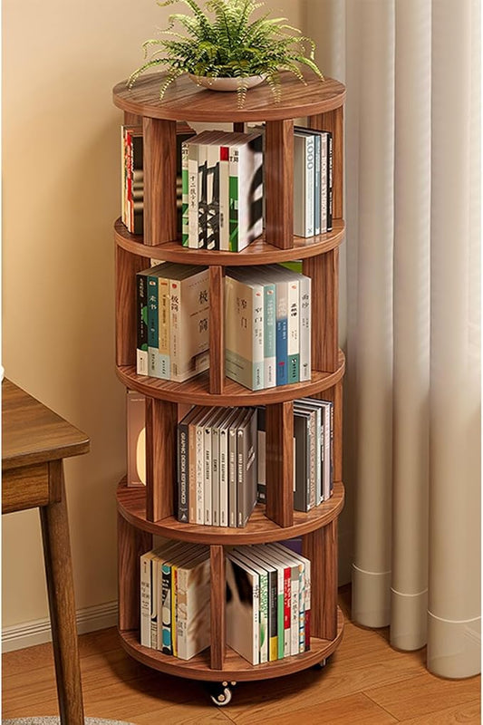 Rotating Bookshelf Tower 2/3/4/5/6 Tier Wood Rotating Bookshelf Wooden Book by Unknown